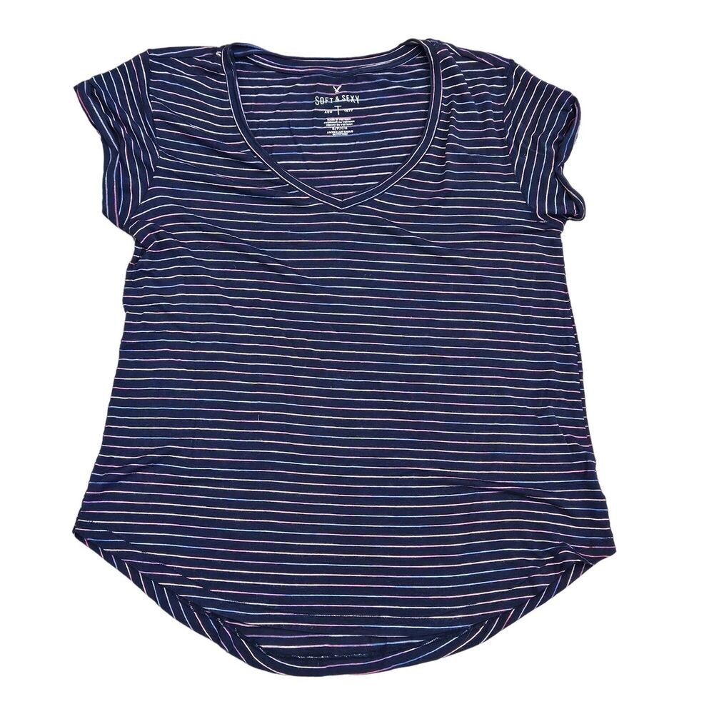 American Eagle Soft & Sexy Women's Short Sleeve V-Neck Casual Shirt Size S/P/CH - Picture 2 of 8